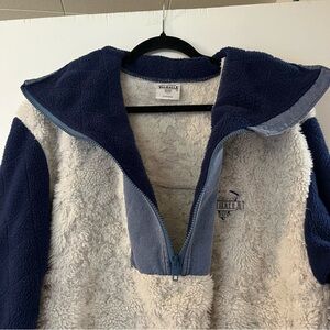 Valhalla Pure Sherpa Half-Zip Pullover Sweater - Navy & Cream